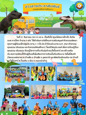 โครงการสนับสนุนค่ากิจกรรมพัฒนาคุณภาพผู้เรียนเด็กปฐมวัย (อายุ 3-5 ปี) ประจำปีงบประมาณ พ.ศ. 2567 (กิจกรรมคุณธรรม จริยธรรม และกิจกรรมทัศนศึกษา)